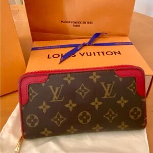 Louis Vuitton Monogram Wallet with Red Trim